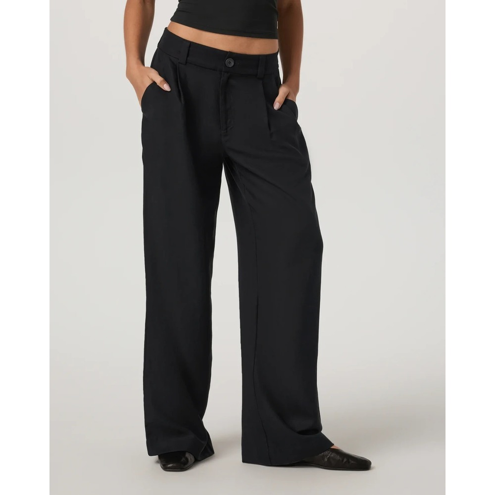 Vuori Trestles Twill Linen Blend Wide Leg Wideleg Pants Trousers In Black Size S